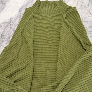 Anthropologie Olive Ribbed Turtleneck Sweater